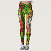 Leggings Green Red Ganesh Hippie Boho Psychedelic Festival (Devant)