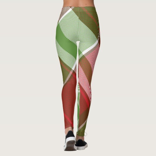 Leggings Green Red Plaid Pattern Festive Christmas Holiday (Dos)