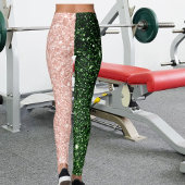 Leggings Green Rose Golden Glitter Sparkles Pattern Gift