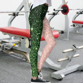 Leggings Green Rose Golden Glitter Sparkles Pattern Gift
