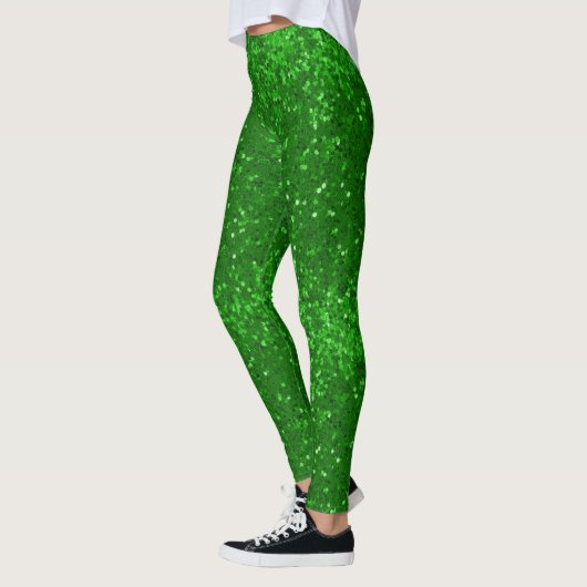 Leggings Green sparkling glitter pattern (Gauche)