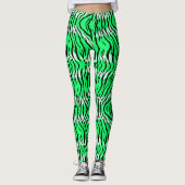 Leggings Green Tiger Animal Skin Pattern Design  (Devant)
