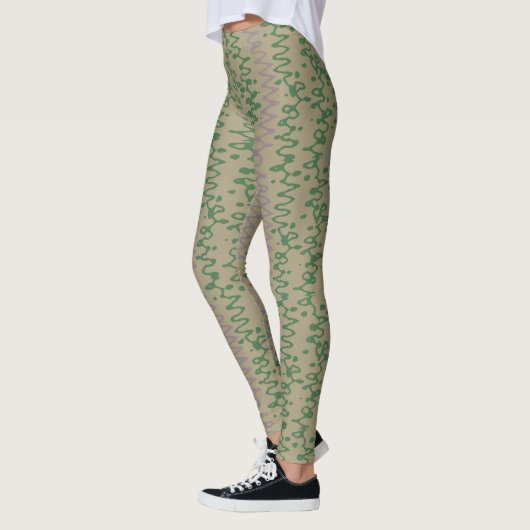 Leggings green tones geometric pattern with triangles (Gauche)