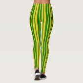 Leggings Green Yellow Stylish Stripes Pattern Design (Dos)
