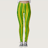 Leggings Green Yellow Stylish Stripes Pattern Design (Devant)