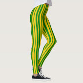 Leggings Green Yellow Stylish Stripes Pattern Design 