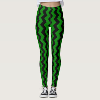 Leggings Green Zigzag Design You Choose Background Colour