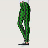 Leggings Green Zigzag Design You Choose Background Colour (Gauche)