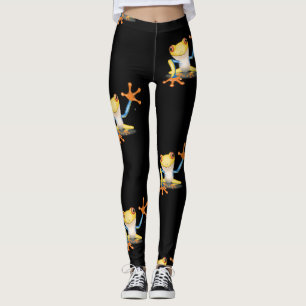 Leggings Grenouille d'arbre observée colorée de rouge jau