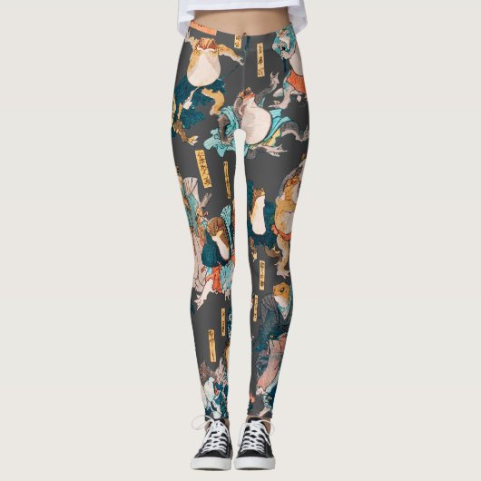 Leggings Grenouille japonaise ukiyo-e Froggies (Devant)