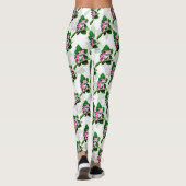 Leggings Grenouille Rose Sur La Feuille Verte Motif Design (Dos)