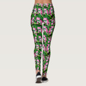 Leggings Grenouille Rose Sur La Feuille Verte Motif Design (Dos)