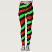 Leggings Grèves noires et rouges du vert citron (Devant)