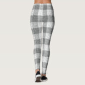 Leggings Grey and White Checkered Crosshatch Plaid  (Dos)