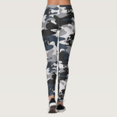 Leggings Grey Blue Light Crimson Cat Paw Camouflage Pattern (Dos)