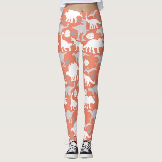 Leggings Grey Dino Motif Orange BG (Devant)