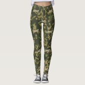 Leggings Grey Orange Olive Brown Cat Camouflage Pattern (Devant)