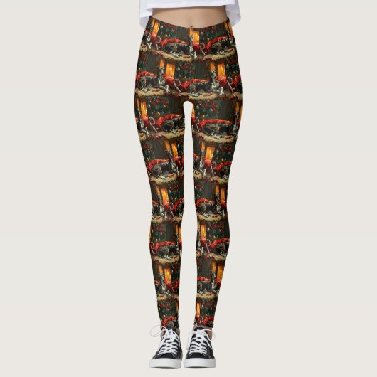 Leggings Greyhound Chig Festive de Noël (Devant)