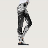 Leggings grijze/zwarte fractale kunst (Rechts)