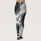 Leggings grijze/zwarte fractale kunst (Achterkant)