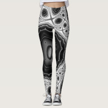 Leggings grijze/zwarte fractale kunst