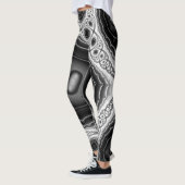 Leggings grijze/zwarte fractale kunst (Links)