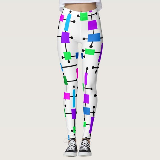 Leggings Grille de couleurs cool (Devant)
