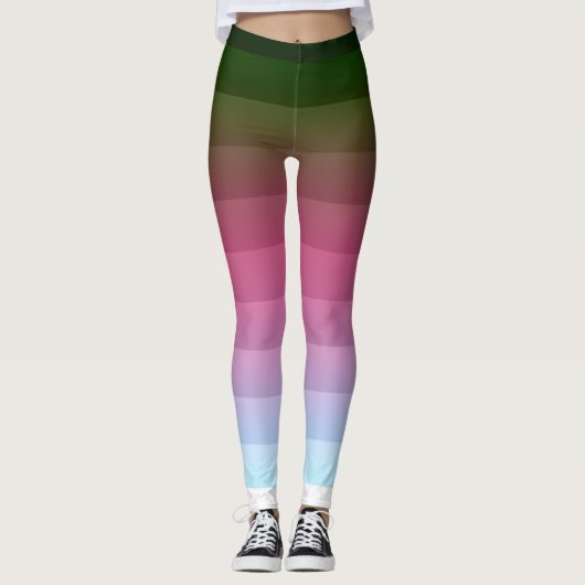 Leggings Grille ombre rayée doublée doux bleu multicolo (Devant)