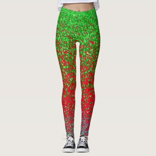 Leggings Grille verte 2 côtés 01.b Rouge BG (Devant)