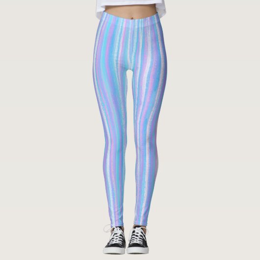 Leggings Grilles Acryliques Peintes Turquoise Rose violet (Devant)