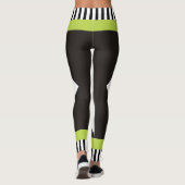 Leggings Grilles géométriques noir et blanc vert moderne (Dos)