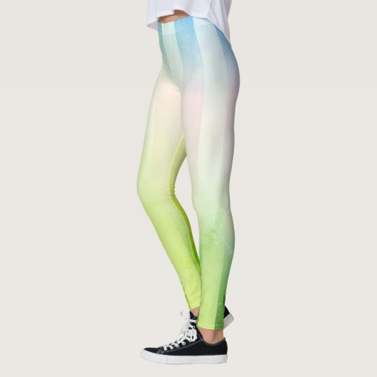 Leggings Grilles longues verticales vert et bleu (Gauche)