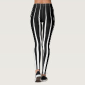 Leggings Grilles verticales irrégulières en noir et blanc (Dos)