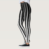 Leggings Grilles verticales irrégulières en noir et blanc (Gauche)