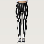 Leggings Grilles verticales irrégulières en noir et blanc (Devant)