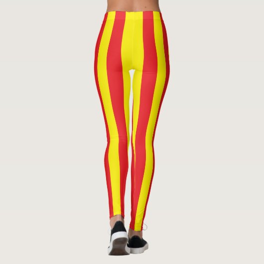 Leggings Grilles verticales jaunes et rouges (Dos)