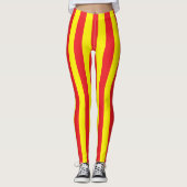 Leggings Grilles verticales jaunes et rouges (Devant)