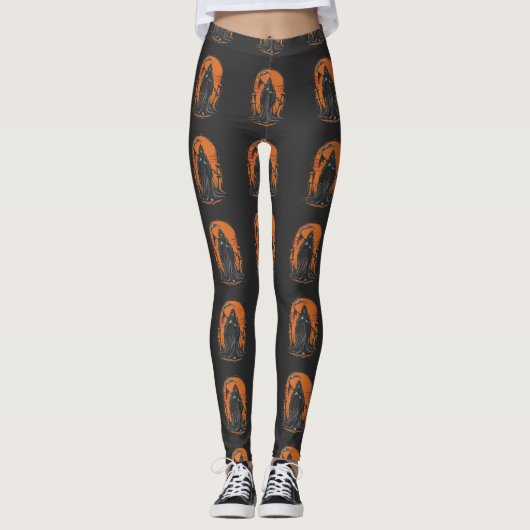 Leggings Grim Reaper Cartoon in Sunset Graveyard (Devant)