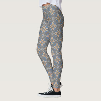 Leggings gris Abstraits géométriques imprimés flor