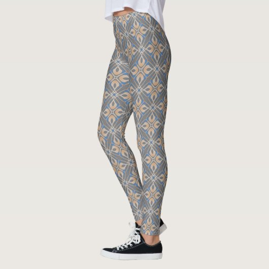 Leggings gris Abstraits géométriques imprimés flor (Gauche)