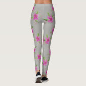 Leggings Gris Argent Élégants Avec Motif Floral (Dos)