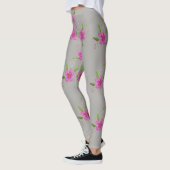 Leggings Gris Argent Élégants Avec Motif Floral (Gauche)