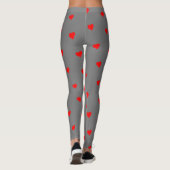 Leggings gris avec Coeurs rouges élégant Confortab (Dos)