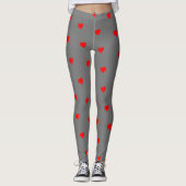 Leggings gris avec Coeurs rouges élégant Confortab (Devant)