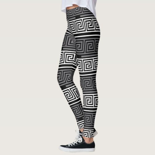 Leggings Gris Blanc Noir Clé grecque Fret Motif Design