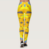 Leggings Gris bleu jaune Vibrant Abstrait géométrique (Dos)