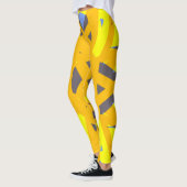 Leggings Gris bleu jaune Vibrant Abstrait géométrique (Gauche)