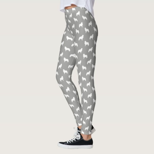 Leggings Gris et blanc de motif de silhouettes de Grands (Gauche)