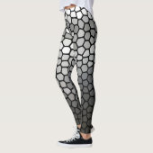 Leggings Gris et blanc Mosaïque géométrique moderne (Gauche)