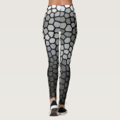 Leggings Gris et blanc Mosaïque géométrique moderne (Dos)